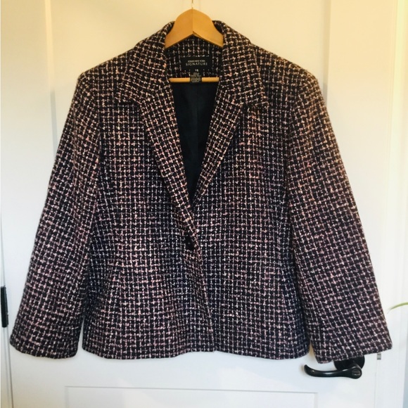 Jones New York Jackets & Blazers - Jones New York Pink and Black Tweed Blazer Jacket